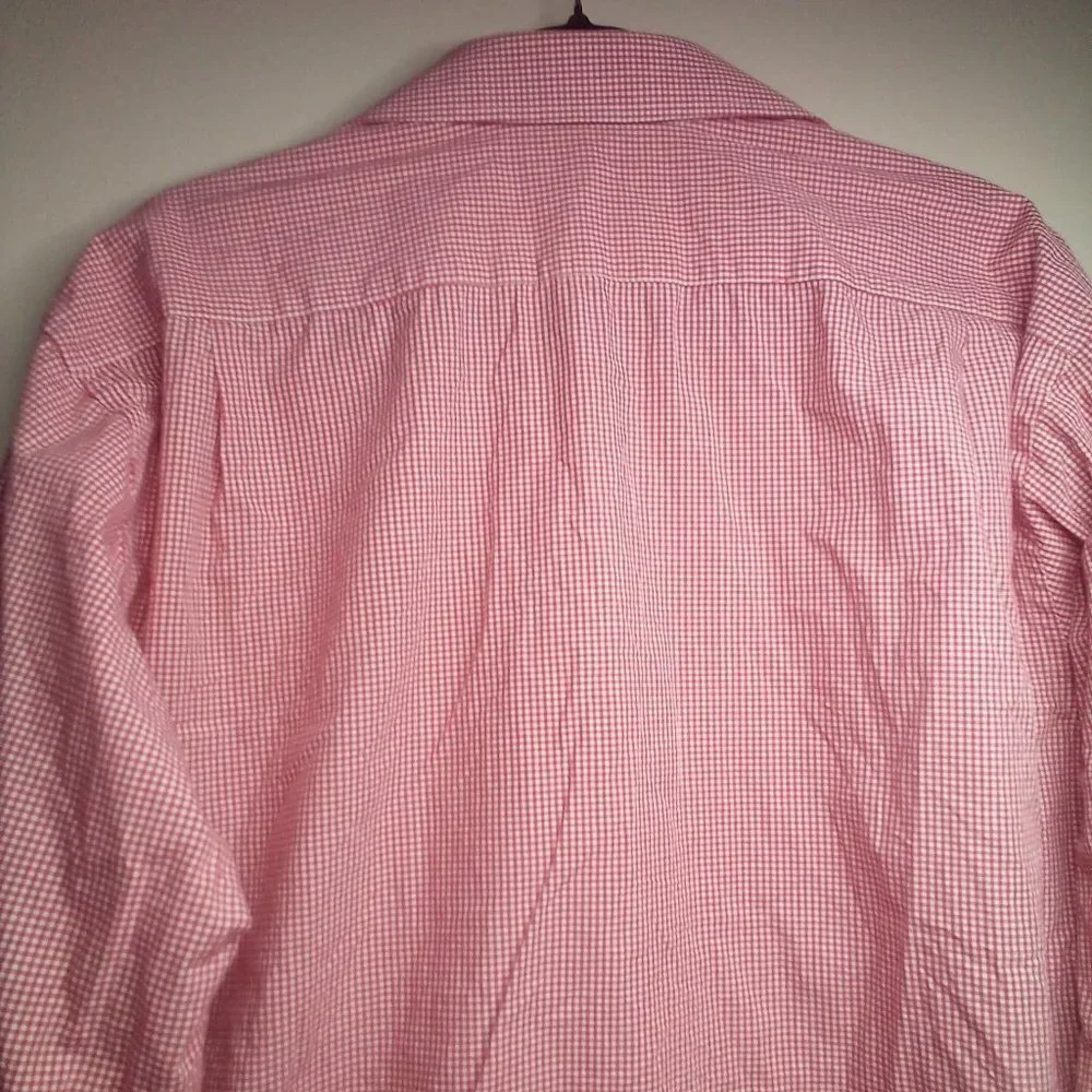 Tommy Hilfiger Button Up Shirt 17 34-35 XL Long Sleeve Gingham Plaid Red White